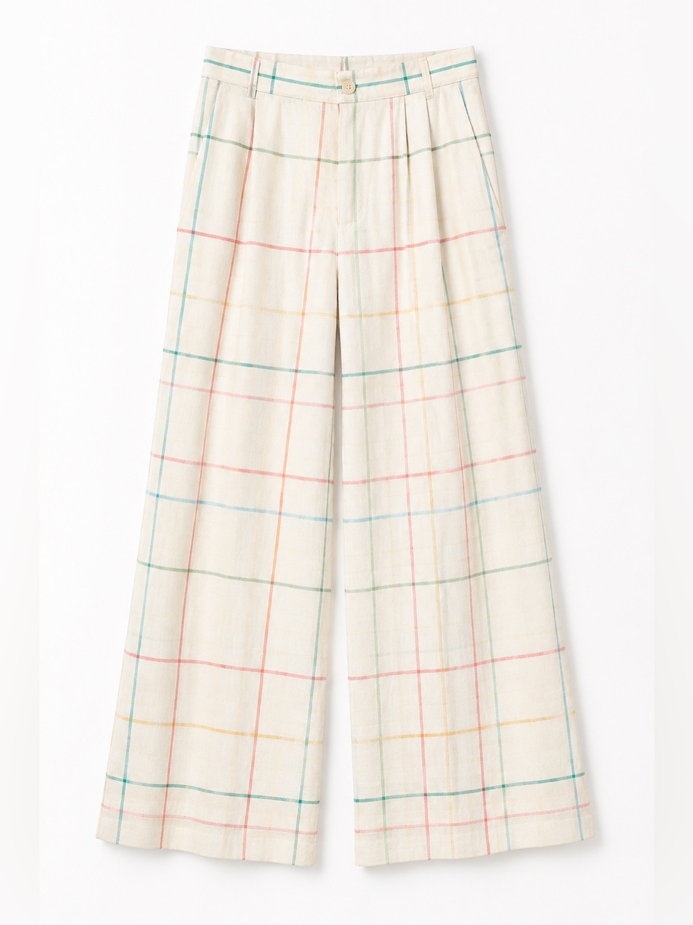Vintage colorful Plaid Cream Pants with Multicolor Stripes vintage